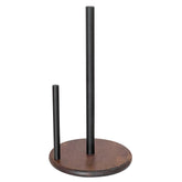 Niffgaff paper towel holder with round wood base adds rustic charm and stability.