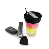 NightCap original drink-cover pouch on cup blocks debris