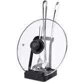 NiHome pot lid ladle holder with tilted rack keeps lids organized and accessible