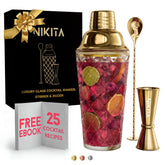 Nikita by Niki glass 16oz cocktail shaker on a kitchen counter for home entertaining