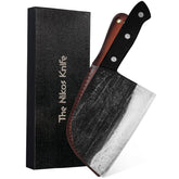 The Nikos Knife Serbian Chef Knife blade close-up for precision slicing
