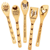Ninivi rooster wooden spoon set for farmhouse cooking and decor