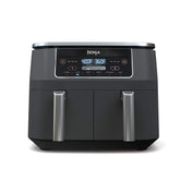 Ninja DZ201 dual-zone baskets allow cooking two foods at once.