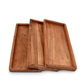 NIRMAN Acacia rectangular platter top view showing clean lines and finish