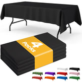 Niuara black plastic tablecloth laid on a 6ft rectangle table for a sleek party setup