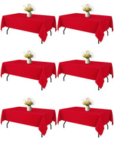 Niuara red rectangle tablecloth 60×84 on a 5ft table, six-pack setup for gatherings.