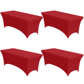 Niuara red spandex tablecloth fitted on a 6ft rectangle table for a polished look