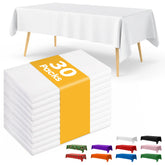 Niuara white disposable tablecloth on a 6ft table for quick cleanup