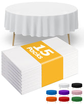 Niuara white 84in round tablecloth covers tables for 8–10 guests with a clean finish.