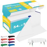 Niuara white tablecloth roll, 54in wide, ideal for large banquet tables.