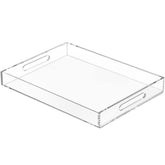 NIUBEE clear serving tray with handles, 12x16 inches, for easy transport.