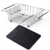 NiuYichee dish drying rack over sink extendable demonstrates adjustable length for flexible drying