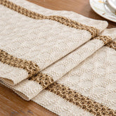 Niviy boho table runner cream tassel detail enhances casual dining with bohemian charm
