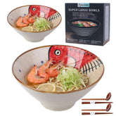 NJCHARMS ceramic ramen bowl 60oz set shows generous portions for soups and noodles