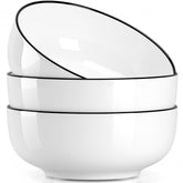NJCHARMS large serving bowls front view, bright white porcelain for family meals.