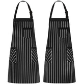 NLUS 2 pack cooking apron with pockets in black and white stripes for daily cooking