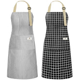 NLUS 2-pack kitchen apron in grey stripe provides waterproof protection during cooking