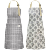 NLUS waterproof apron gray stripe front protects clothes during cooking