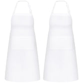 NLUS white apron with two pockets keeps tools handy during cooking and grilling.