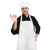 NLUS white chef hat and apron set with adjustable fit for comfortable wear.