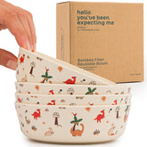 Nook Theory Dino bamboo bowl front view with smooth rim for easy feeding.