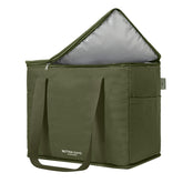 Nook Theory reusable insulated grocery bag with forest canvas exterior keeps groceries cool.