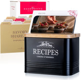 Noonberry recipe box in matte Black for organized, stylish kitchen storage.