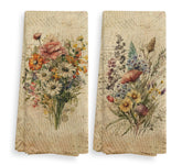 NOQL vintage floral towels 2pc set in kitchen, soft and versatile.