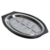 Nordic Ware Sizzling Server on grill lid for warm, restaurant-style plating
