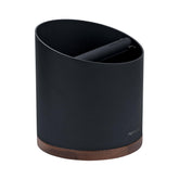 Normcore knock box with stainless steel barrel and walnut base for durable, elegant countertop use.