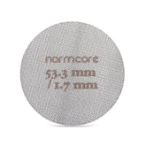Normcore puck screen in lower-shower setup improves espresso portafilter flow.