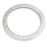 Norpro aluminum pie crust shield in top view protecting crust evenly.