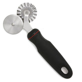 Norpro Grip-EZ pastry wheel top view showing dual blades for versatile cuts