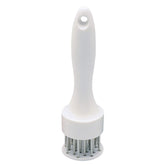Norpro meat tenderizer with 24 prongs for faster marinade absorption and tender texture.