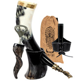 NORSE EMPIRE ox horn drinking horn with brass rim for authentic Viking drinks