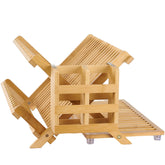 NOVAYEAH 3-tier folding bamboo rack for space-saving counter drying.
