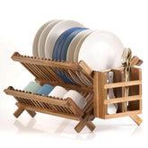NOVAYEAH acacia wood 2-tier dish rack on counter supports clean, organized drying