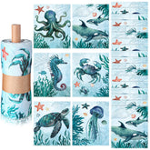 Noveread sea animals towels blue bundle: soft, absorbent kitchen towels for daily use.