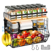 NRSVIAN 3-tier magnetic fridge shelf on fridge with bamboo top for organized space