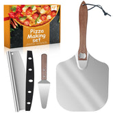 Nsoyos aluminum pizza peel with foldable handle for easy oven transfers.