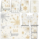 Nuanchu winter towels with snowflake print, soft and absorbent for quick dish drying.