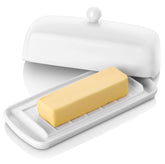 Nucookery butter dish with lid closeup keeps butter fresh and accessible.