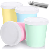 Nuenen 4-container set with blue, red, green, and orange lids for freezer storage.