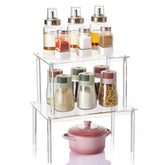 Nuoex Clear Acrylic Spice Rack Set 2 keeps spices neatly organized and accessible.