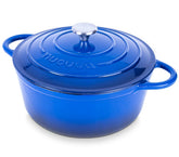Nuovva enamelled cast iron dutch oven 28cm dark blue lid, ideal for even simmering