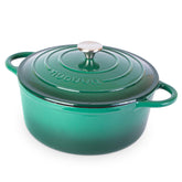 Nuovva enamelled cast iron Dutch oven with lid in dark green, easy cleaning and even heat