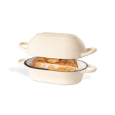 Nuovva rectangular cream Dutch oven showcases a classic bread-baking shape for sourdough.