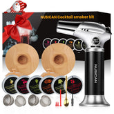 Nusican cocktail smoker kit with torch shown in use for smoky cocktails.