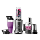 NutriBullet Ultra Plus+ base motor powers three appliances for compact kitchen prep.