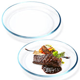 NUTRIUPS 2-pack 10-inch glass plates with a lipped edge for sauces containment.